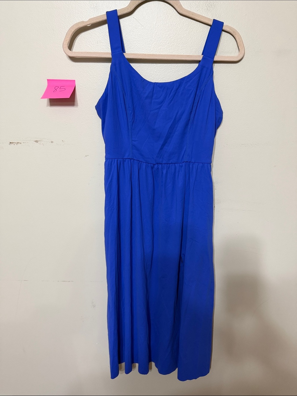 Halara Women's Royal Blue Midi Dress Size M Sleeveless Twist Back Pockets NWOT